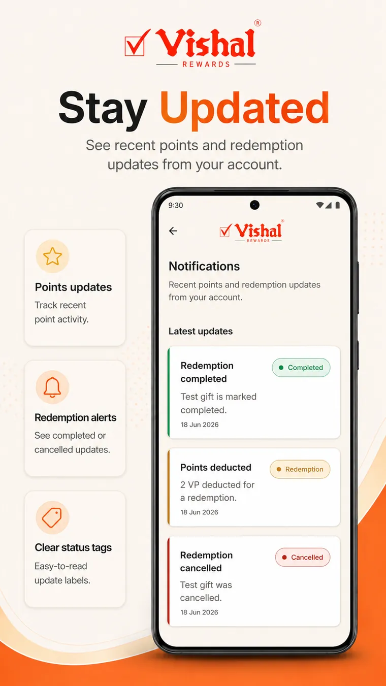 Stay updated — notifications showing recent points and redemption updates from your account.
